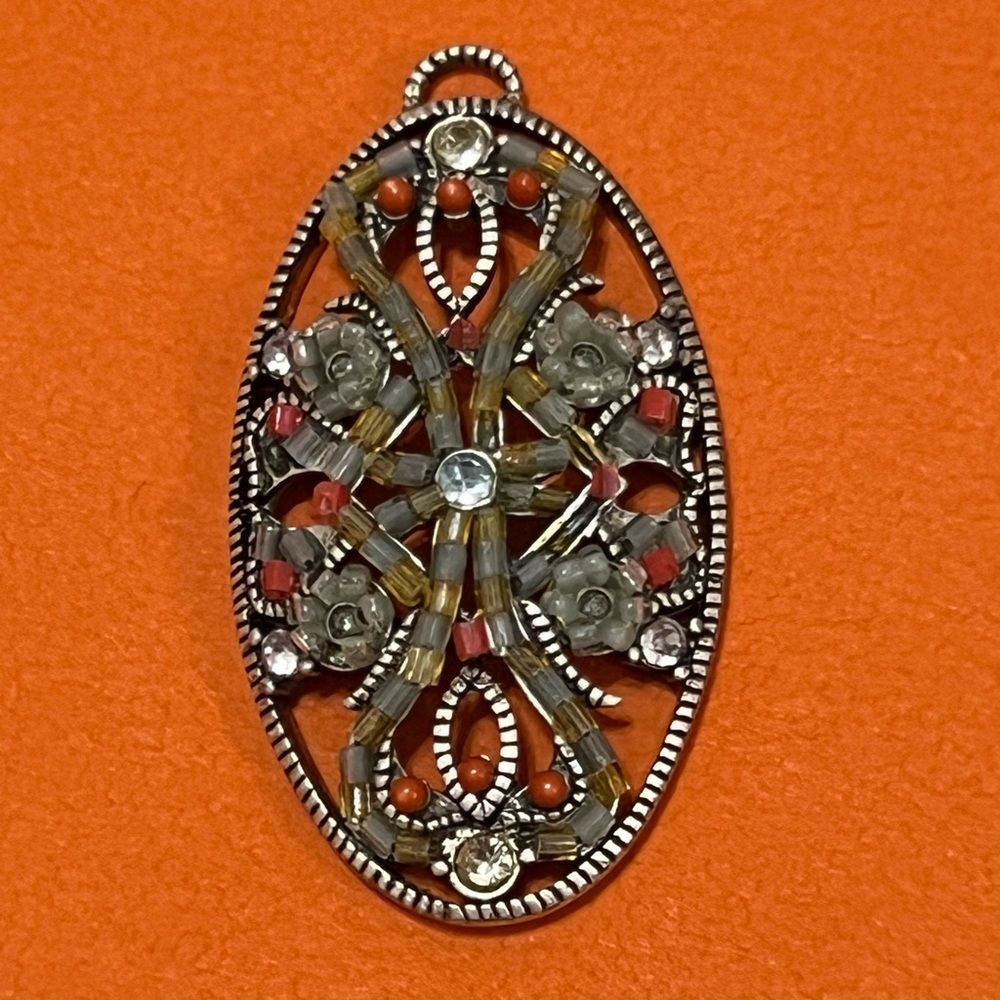 Vintage Liz Claiborne Pendant with Multicolor Beads and Crystals